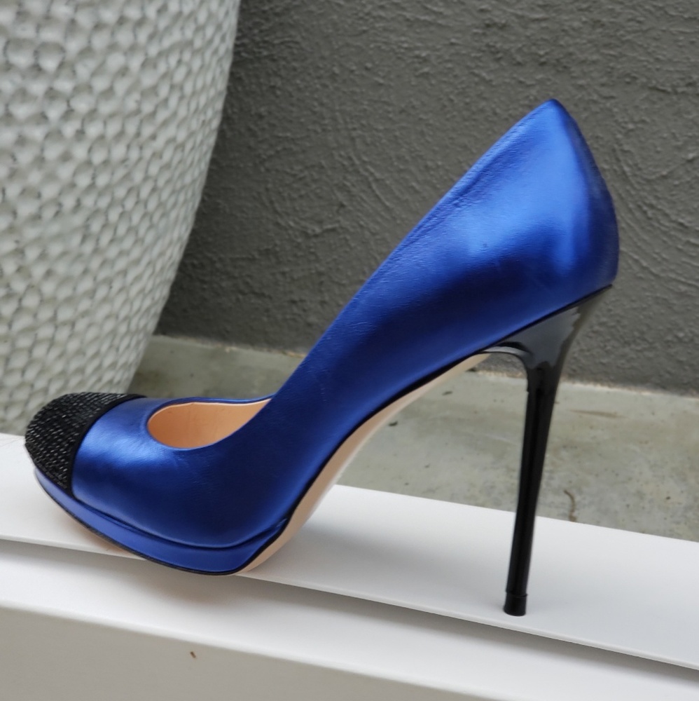 New leather platform evening heels shoes pumps